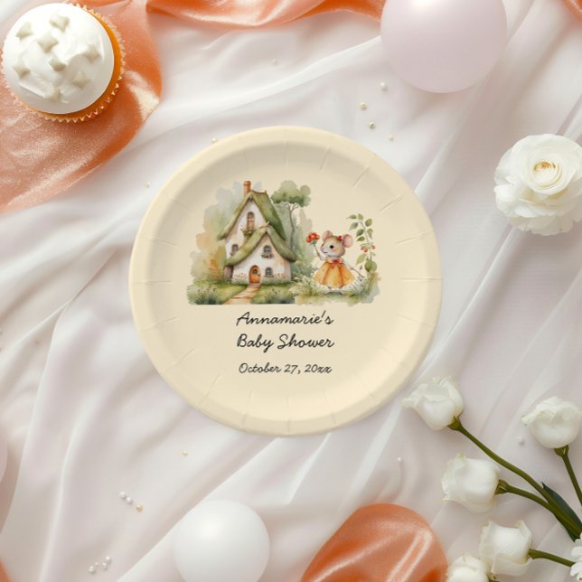 Assiettes En Carton Baby shower de souris mignonne Whimsical | (Créateur téléchargé)
