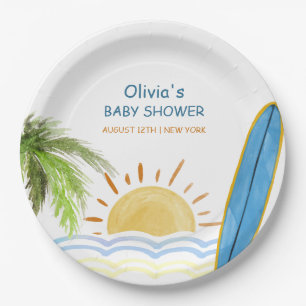 Assiettes En Carton Baby shower de surf tropical Sunshine