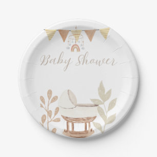 Assiettes En Carton Baby shower de tons neutres