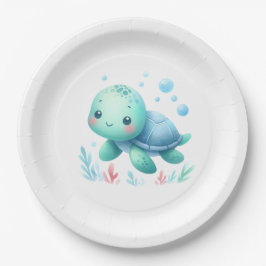 Assiettes En Carton Baby shower de tortues d'eau