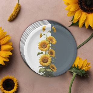 Assiettes En Carton Baby shower de tournesol bleu