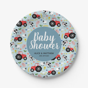 Assiettes En Carton Baby shower de tracteur Boys Cute Farm Animaux