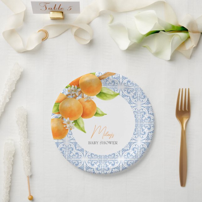 Assiettes En Carton Baby shower de tuiles méditerranéennes de Little C (Mariage)