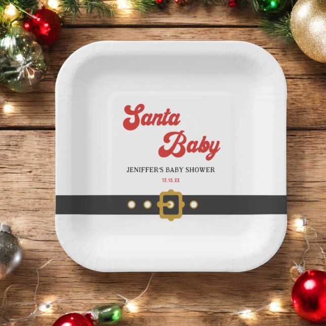 Assiettes En Carton Baby shower de vacances pour bébés à Père Noël (Créateur téléchargé)