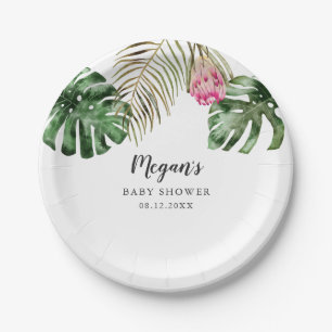Assiettes En Carton Baby shower de verdure tropicale moderne