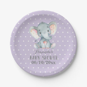 Assiettes En Carton Baby shower d'éléphant de fille Plaque de papier