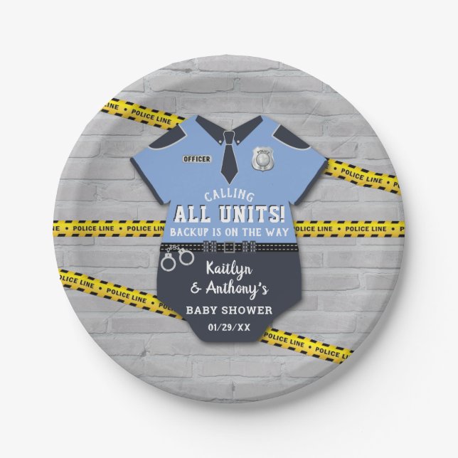 Assiettes En Carton Baby shower des agents de police (Devant)