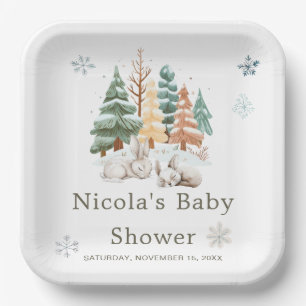 Assiettes En Carton Baby shower des lapins d'hiver