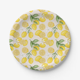 Assiettes En Carton Baby shower d'été aux agrumes de citron