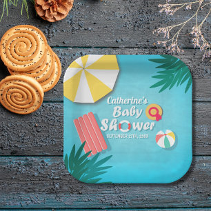 Assiettes En Carton Baby shower d'été de la Piscine tropicale