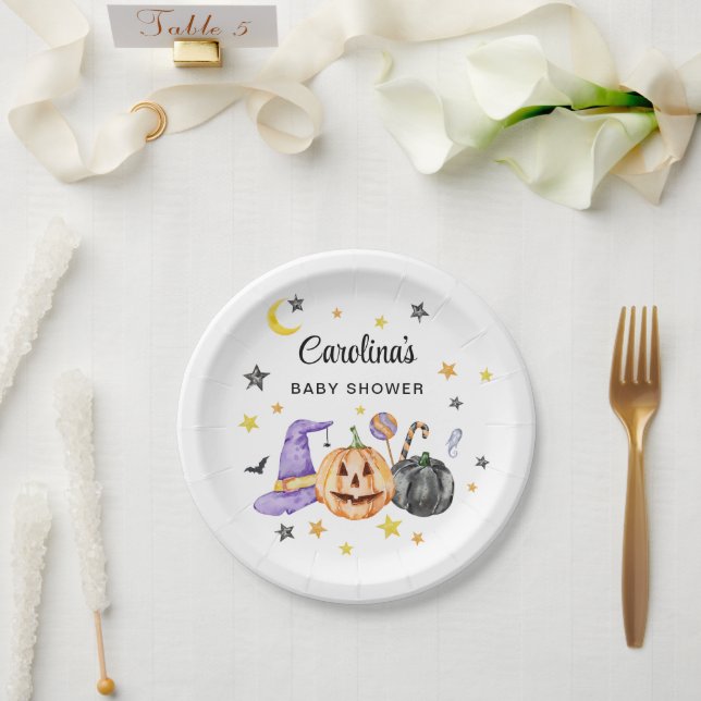 Assiettes En Carton Baby shower d'Halloween (Mariage)