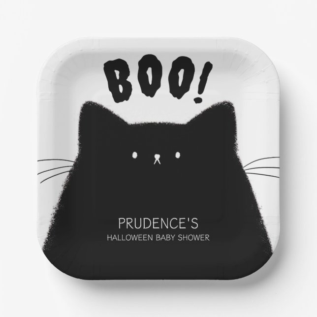 Assiettes En Carton Baby shower d'Halloween de Little Boo (Recto)