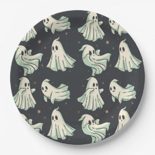 Assiettes En Carton Baby shower d'Halloween fantôme