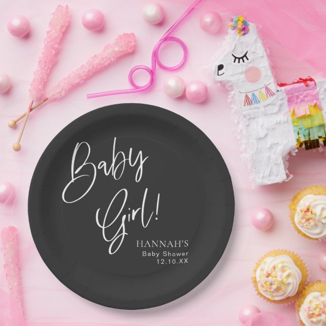 Assiettes En Carton Baby shower d'Halloween gothique noir et moody (Fête)