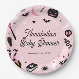 Assiettes En Carton Baby shower d'Halloween rose