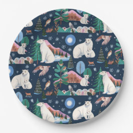 Assiettes En Carton Baby shower d'hiver de l'ours polaire