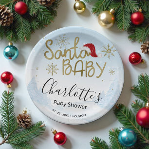 Assiettes En Carton Baby shower d'hiver père Noël Baby Christmas