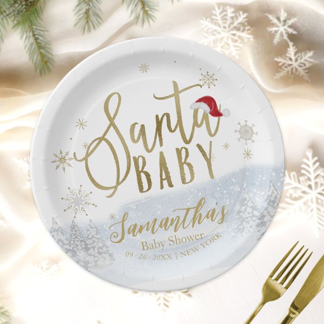 Assiettes En Carton Baby shower d'hiver père Noël Baby Christmas (Créateur téléchargé)