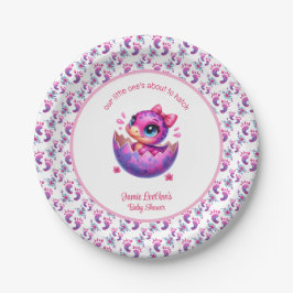 Assiettes En Carton baby shower Dinosaur "Hatching Bientôt"