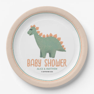 Assiettes En Carton Baby shower Dinosaure Rose Whimsical Girls