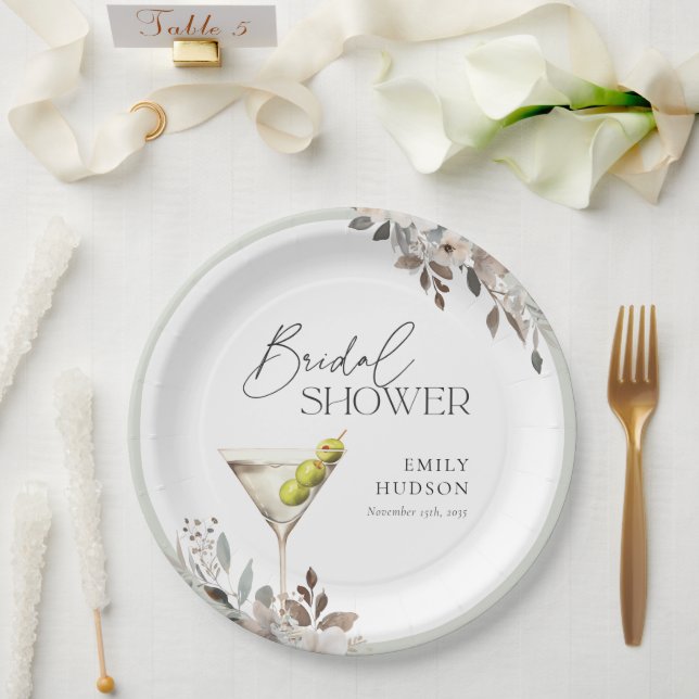 Assiettes En Carton Baby Shower Dirty Martini Cocktail (Mariage)