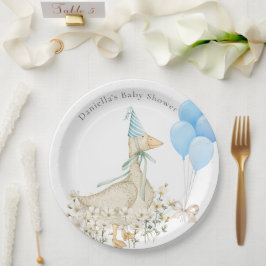 Assiettes En Carton Baby shower d'oie d'aquarelle