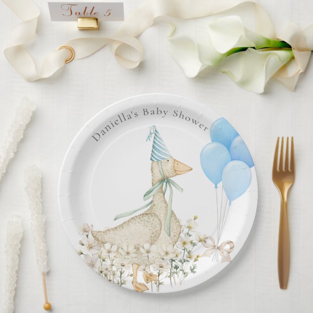 Assiettes En Carton Baby shower d'oie d'aquarelle (Mariage)