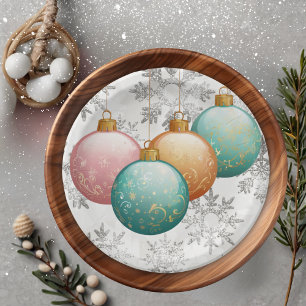 Assiettes En Carton Baby shower d'ornements de boules de neige d'hiver