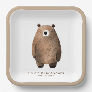 Assiettes En Carton Baby shower d'ours en peluche d'attente neutre