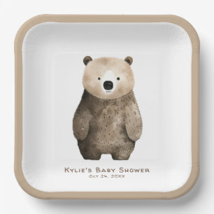 Assiettes En Carton Baby shower d'ours en peluche d'attente neutre