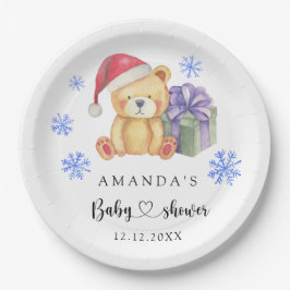 Assiettes En Carton Baby shower d'ours en peluche d'hiver