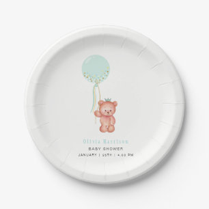 Assiettes En Carton Baby shower d'ours en peluche simple