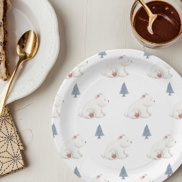 Assiettes En Carton Baby shower d'ours polaire hivernal neutre selon l