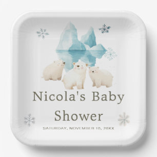 Assiettes En Carton Baby shower d'ours polaires d'hiver