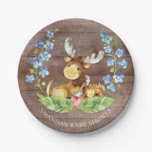 Assiettes En Carton Baby shower doux 7" d'orignaux plat