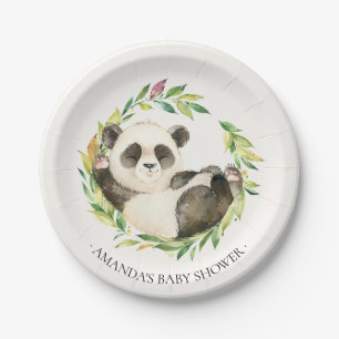 Assiettes En Carton Baby shower doux 7" d'ours panda plat
