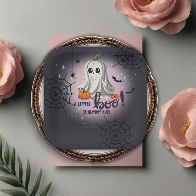 Assiettes En Carton Baby shower du Citrouille d'Halloween Little Boo (Créateur téléchargé)