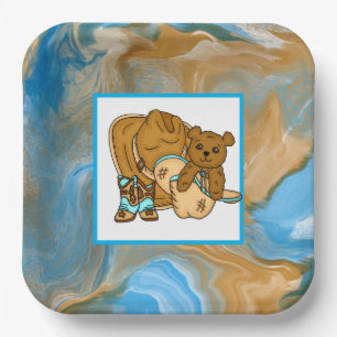 Assiettes En Carton Baby shower du garçon Cowboy Teddy Bear