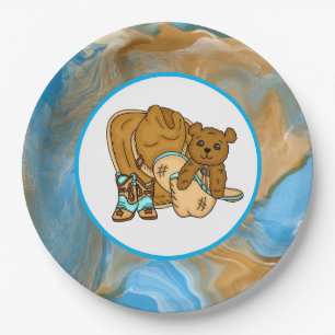 Assiettes En Carton Baby shower du garçon Cowboy Teddy Bear
