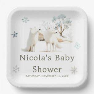 Assiettes En Carton Baby shower du loup arctique d'hiver