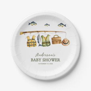 Assiettes En Carton Baby Shower du Petit Pêcheur Tout Excité