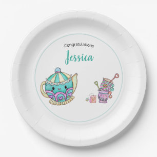 Assiettes En Carton Baby shower du temps du thé