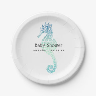 Assiettes En Carton Baby Shower Élégant Hippocampe