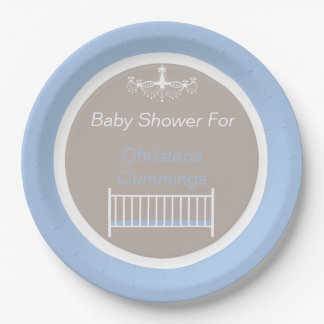 Assiettes En Carton Baby Shower Élégant Lustre Bleu