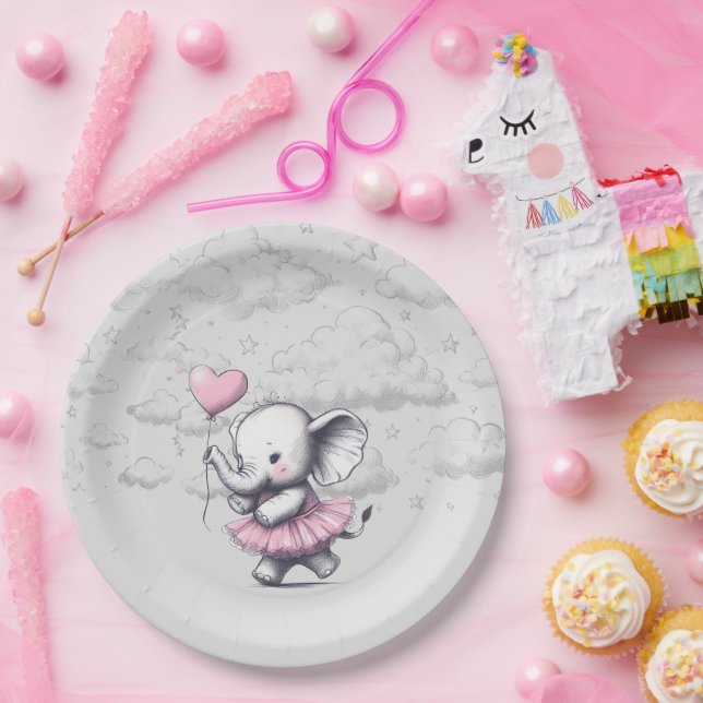 Assiettes En Carton Baby shower éléphant (Fête)