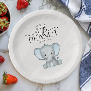 Assiettes En Carton Baby shower Eléphant bleu petit arachide