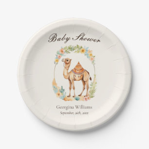 Assiettes En Carton Baby shower en chameau d'aquarelle