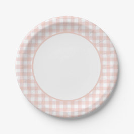 Assiettes En Carton Baby shower En vichy fille rose