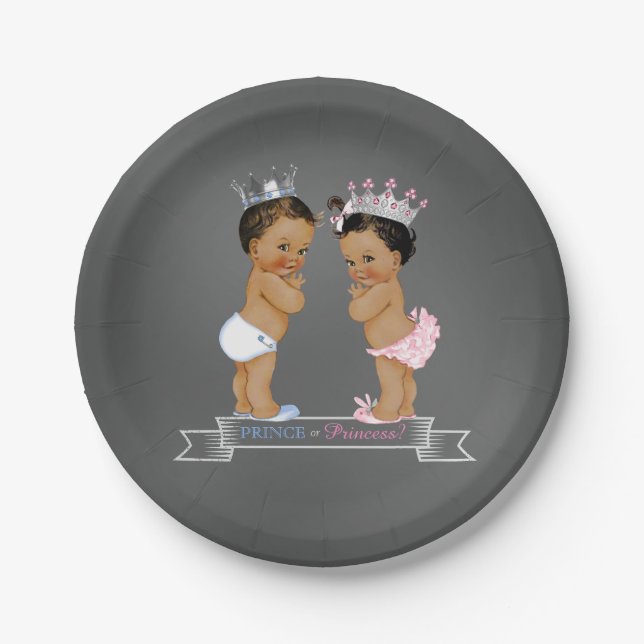 Assiettes En Carton Baby shower Ethnic Prince Princess Chalk (Devant)