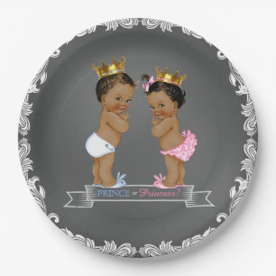 Assiettes En Carton Baby shower Ethnic Prince Princess Chalkboard